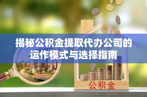 樊城揭秘公积金提取代办公司的运作模式与选择指南