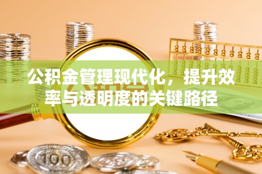樊城公积金管理现代化，提升效率与透明度的关键路径